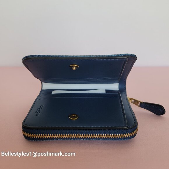 COACH Billfold Small Wallet in Denim -Deep Blue color ⭐ - Picture 10 of 16